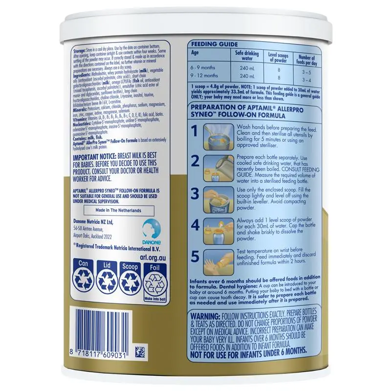 Aptamil AllerPro Syneo 2 Allergy Premium Baby Follow-On Formula From 6-12 Months 900g