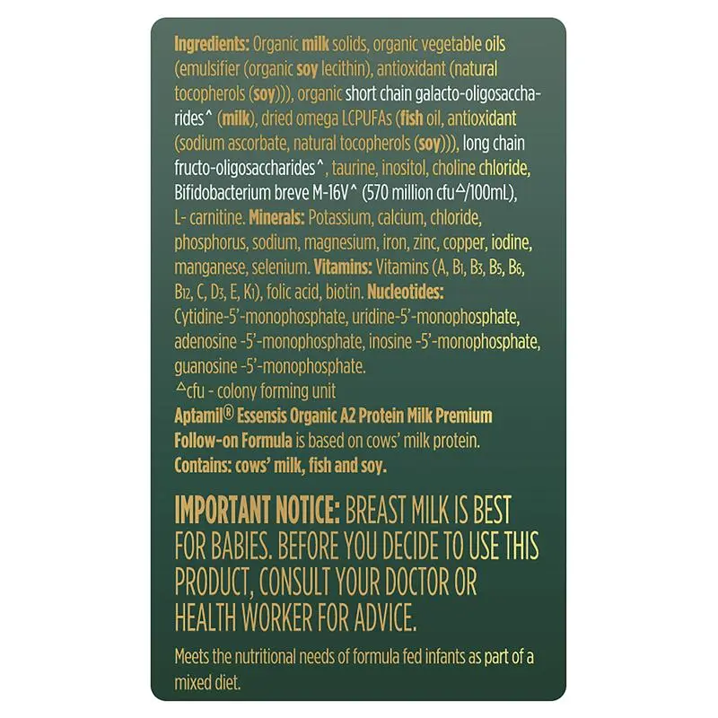 Aptamil Essensis Organic A2 Protein Milk 2 Premium Follow-On Formula From 6-12 Months 900g