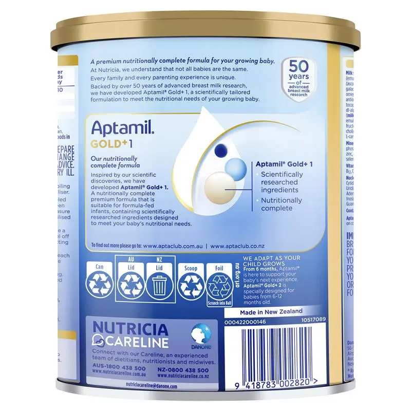 Aptamil Gold+ 1 Baby Infant Formula From Birth to 6 Months 900g