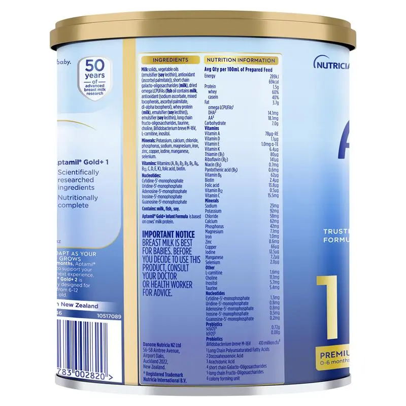Aptamil Gold+ 1 Baby Infant Formula From Birth to 6 Months 900g