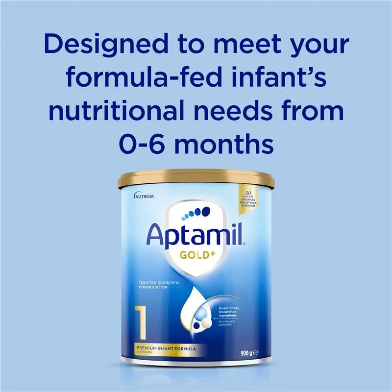 Aptamil Gold+ 1 Baby Infant Formula From Birth to 6 Months 900g
