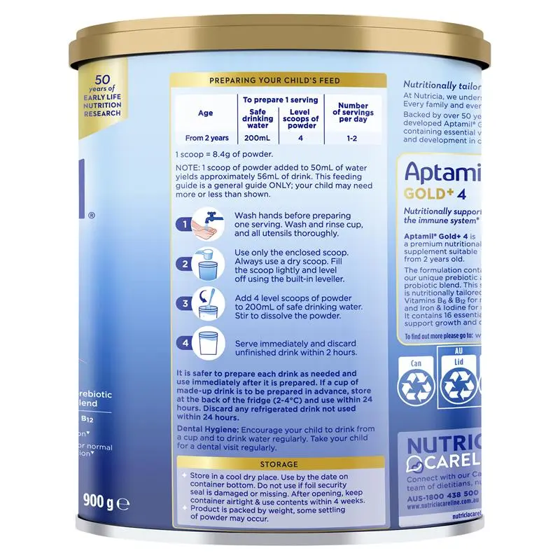 Aptamil Gold+ 4 Junior Nutritional Supplement Milk Drink From 2 Years 900g