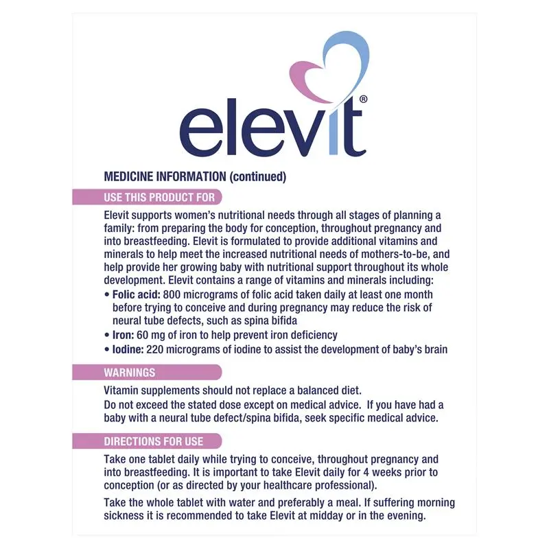 Elevit Pre-conception & Pregnancy 100 Tablets